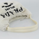 PRADA Hand Pouch Hand Bag Pile White Silver Auth ka4933V-7