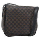 CELINE Macadam Canvas Shoulder Bag PVC Leather Black Gold Auth ka4934A-1