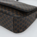 CELINE Macadam Canvas Shoulder Bag PVC Leather Black Gold Auth ka4934A-9