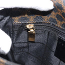 CELINE Macadam Canvas Shoulder Bag PVC Leather Black Gold Auth ka4934A-21