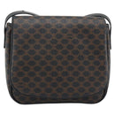 CELINE Macadam Canvas Shoulder Bag PVC Leather Black Gold Auth ka4934A-13