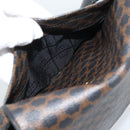 CELINE Macadam Canvas Shoulder Bag PVC Leather Black Gold Auth ka4934A-23