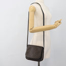 CELINE Macadam Canvas Shoulder Bag PVC Leather Black Gold Auth ka4934A-24