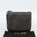 CELINE Macadam Canvas Shoulder Bag PVC Leather Black Gold Auth ka4934A-12