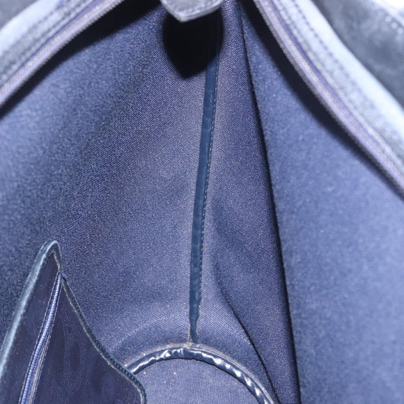 Christian Dior Trotter Canvas Tote Bag Navy Gold Auth ka4935