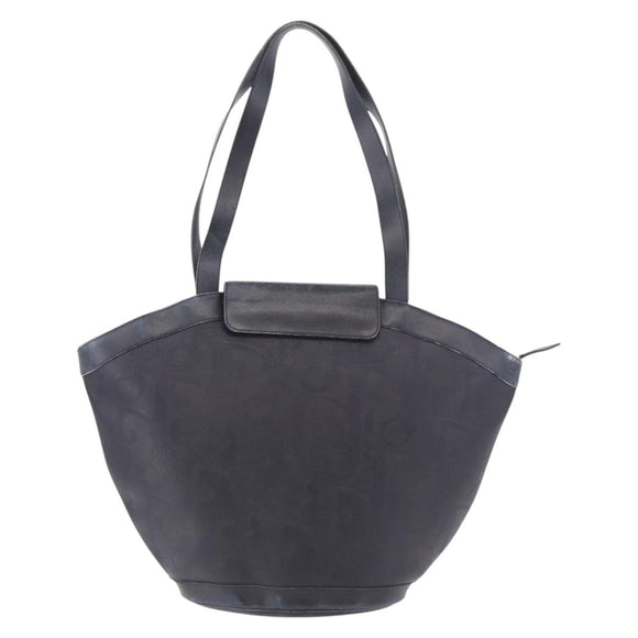 Christian Dior Trotter Canvas Tote Bag Navy Gold Auth ka4935