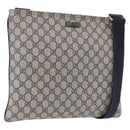 GUCCI GG Supreme Shoulder Bag PVC Navy Silver 201446 Auth ka4941-1
