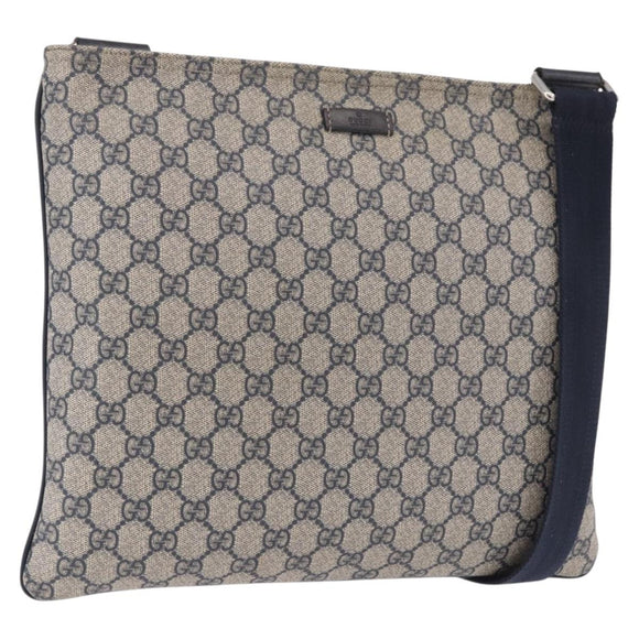 GUCCI GG Supreme Shoulder Bag PVC Navy Silver 201446 Auth ka4941