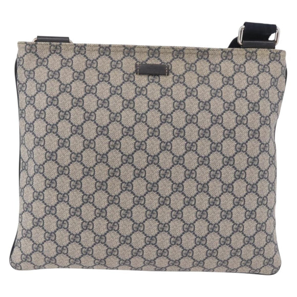 GUCCI GG Supreme Shoulder Bag PVC Navy Silver 201446 Auth ka4941