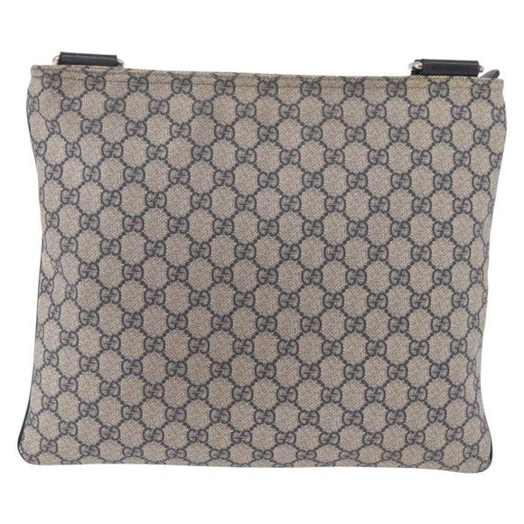 GUCCI GG Supreme Shoulder Bag PVC Navy Silver 201446 Auth ka4941