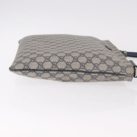 GUCCI GG Supreme Shoulder Bag PVC Navy Silver 201446 Auth ka4941