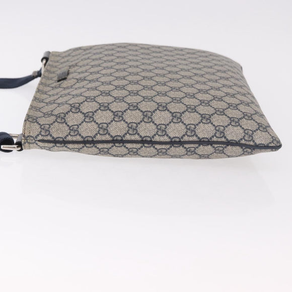 GUCCI GG Supreme Shoulder Bag PVC Navy Silver 201446 Auth ka4941