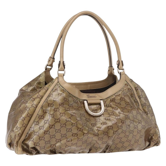 GUCCI GG Crystal Hand Bag Coated Canvas Gold 189835 Auth ka4942