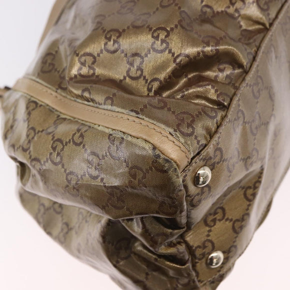 GUCCI GG Crystal Hand Bag Coated Canvas Gold 189835 Auth ka4942