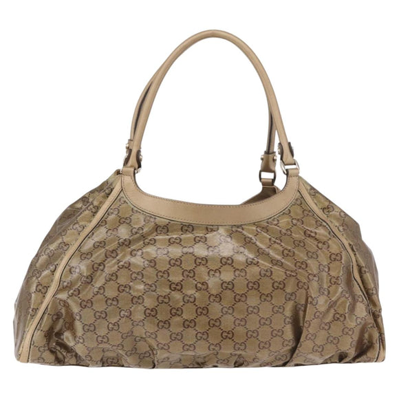GUCCI GG Crystal Hand Bag Coated Canvas Gold 189835 Auth ka4942