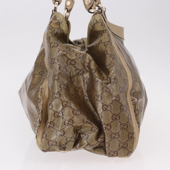 GUCCI GG Crystal Hand Bag Coated Canvas Gold 189835 Auth ka4942