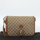 GUCCI GG Canvas Shoulder Bag Beige Gold 257024 Auth ka4943V-28
