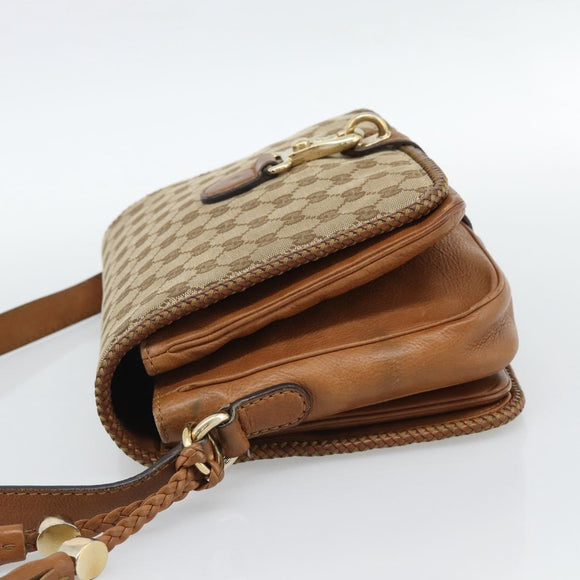 GUCCI GG Canvas Shoulder Bag Beige Gold 257024 Auth ka4943V