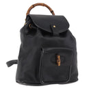 GUCCI Bamboo Backpack Leather Black Gold 003 2034 0030 Auth ka4944-1