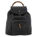 GUCCI Bamboo Backpack Leather Black Gold 003 2034 0030 Auth ka4944-13