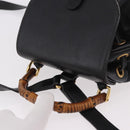 GUCCI Bamboo Backpack Leather Black Gold 003 2034 0030 Auth ka4944-6
