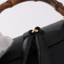 GUCCI Bamboo Backpack Leather Black Gold 003 2034 0030 Auth ka4944-8
