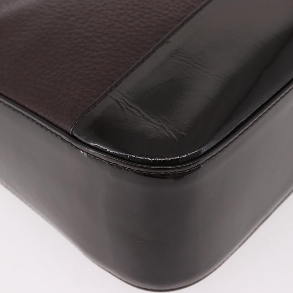 VERSACE Shoulder Bag Leather Brown Gold Auth ka4945