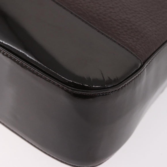 VERSACE Shoulder Bag Leather Brown Gold Auth ka4945