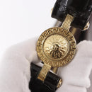 VERSACE Shoulder Bag Leather Brown Gold Auth ka4945-17