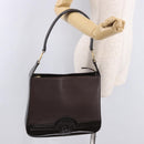 VERSACE Shoulder Bag Leather Brown Gold Auth ka4945-24