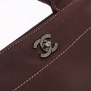 CHANEL Hand Bag Caviar Skin 2way Brown Silver CC Auth ka4946V-19