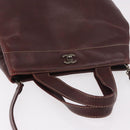 CHANEL Hand Bag Caviar Skin 2way Brown Silver CC Auth ka4946V-7