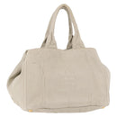 PRADA Canapa MM Hand Bag Canvas Gray Gold Auth ka4948-1