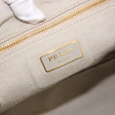 PRADA Canapa MM Hand Bag Canvas Gray Gold Auth ka4948-18