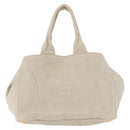 PRADA Canapa MM Hand Bag Canvas Gray Gold Auth ka4948-13