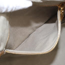 PRADA Canapa MM Hand Bag Canvas Gray Gold Auth ka4948-22