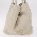 PRADA Canapa MM Hand Bag Canvas Gray Gold Auth ka4948-4