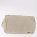 PRADA Canapa MM Hand Bag Canvas Gray Gold Auth ka4948-5