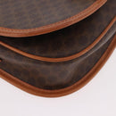 CELINE Macadam Canvas Shoulder Bag PVC Leather Brown Gold Auth ka4949A-14