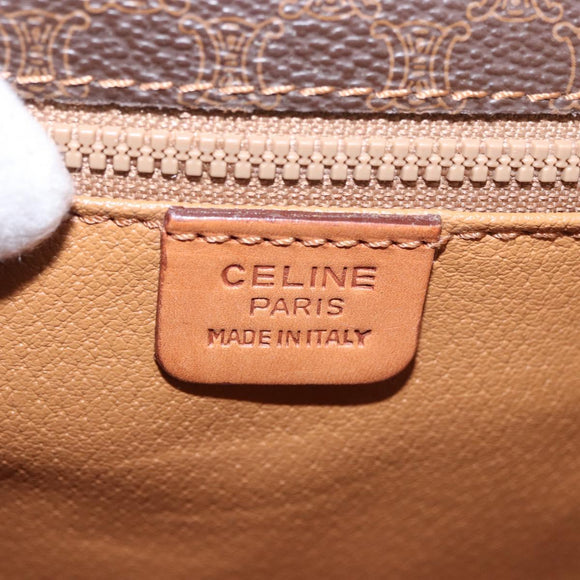 CELINE Macadam Canvas Shoulder Bag PVC Leather Brown Gold Auth ka4949A