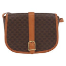 CELINE Macadam Canvas Shoulder Bag PVC Leather Brown Gold Auth ka4949A-13