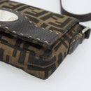 FENDI Zucca Canvas Shoulder Bag Black Brown Silver Auth ka4951A-10