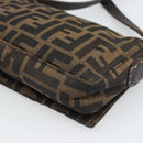 FENDI Zucca Canvas Shoulder Bag Black Brown Silver Auth ka4951A-12