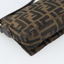 FENDI Zucca Canvas Shoulder Bag Black Brown Silver Auth ka4951A-13