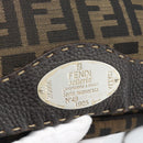 FENDI Zucca Canvas Shoulder Bag Black Brown Silver Auth ka4951A-14