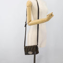 FENDI Zucca Canvas Shoulder Bag Black Brown Silver Auth ka4951A-22