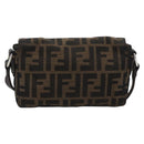 FENDI Zucca Canvas Shoulder Bag Black Brown Silver Auth ka4951A-3