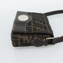 FENDI Zucca Canvas Shoulder Bag Black Brown Silver Auth ka4951A-5
