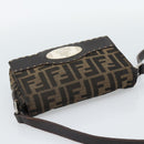 FENDI Zucca Canvas Shoulder Bag Black Brown Silver Auth ka4951A-6
