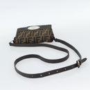 FENDI Zucca Canvas Shoulder Bag Black Brown Silver Auth ka4951A-7